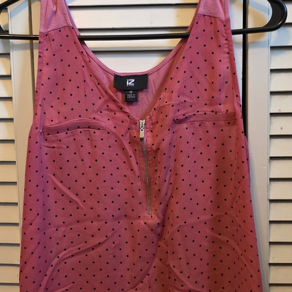 Iz Byer Pink Polka Dot Blouse